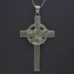 This 2 1/4 inch plain cross has a one inch pentagram.