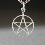 This is a classic style pentagram. It measures three quarters of an inch across and is made from sterling silver.